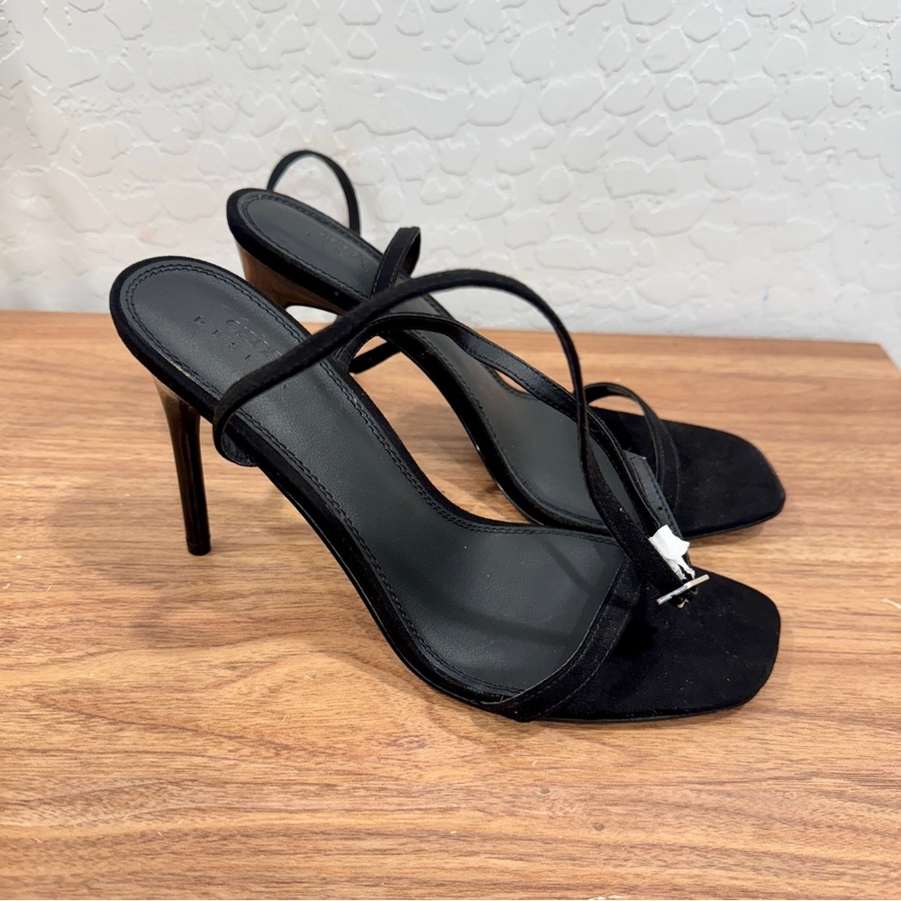 ASOS Black Strappy Heels Womens 8 Dainty Ankle Wrap Cocktail Formal Black NWOB